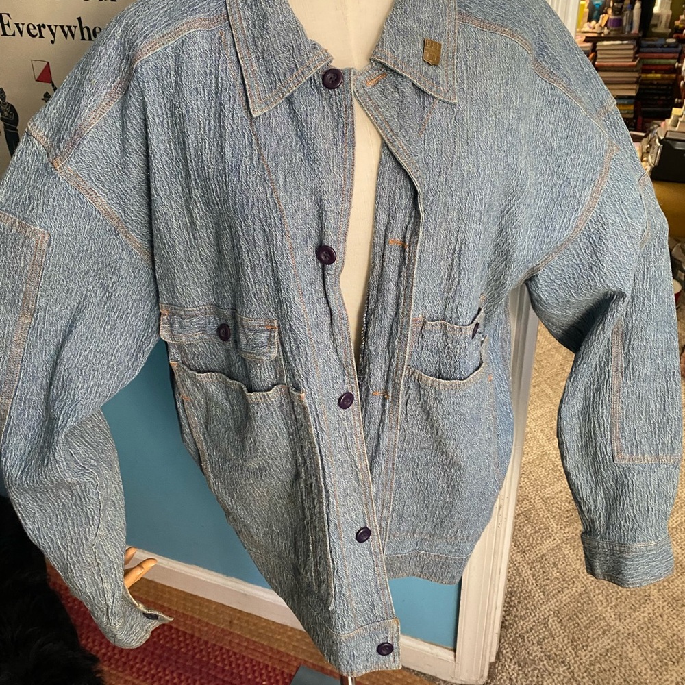 Vintage crinkle denim Jean jacket from the 80’s French connection 2